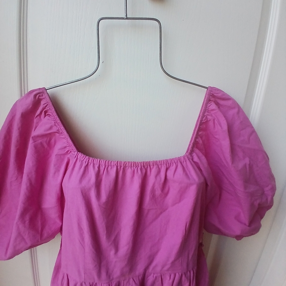 Elegant Pink Puff Sleeve Women's Dress Size Medium Size Medium - Picture 2 of 5